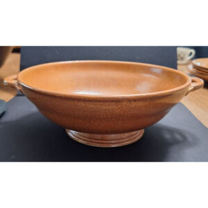 Vintage Homer Laughlin Wells Art Glaze Rust 8" Handled Round Vegetable Dish